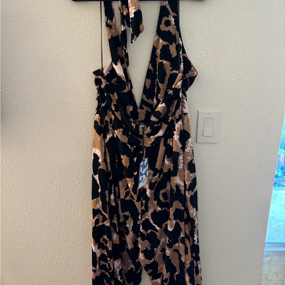 Diane Von Furstenberg DVF for Target Leopard Print Halter Jumpsuit Size 1X NWT - Picture 4 of 9